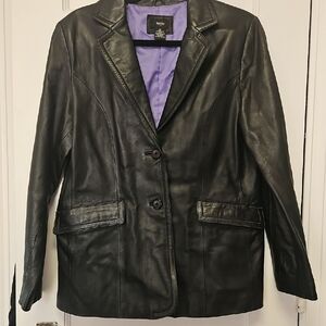 Vintage Mossimo Women's Black Leather Jacket Size Medium